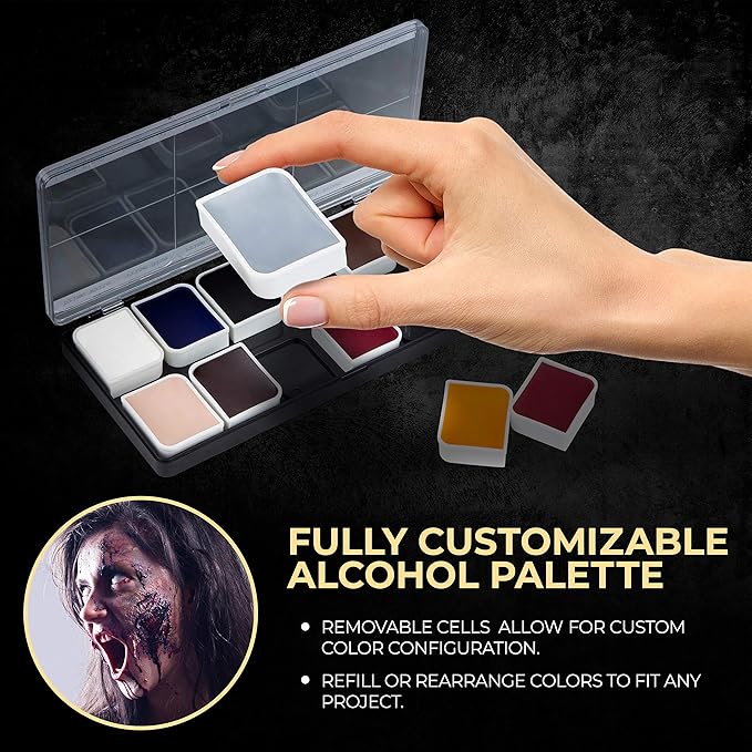 12-Color Zombie Alcohol-Activated Palette, Professional Quick Drying Waterproof SFX Makeup for the Stage, Film, Halloween, & Cosplay