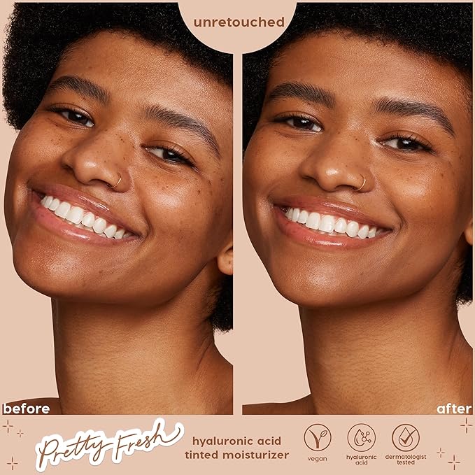 ColourPop Pretty Fresh Tinted Moisturizer - Hydrating Skin Tint & Glowy Summer Makeup with Lightweight Coverage - Made with Hyaluronic Acid & Coconut Water - Med Dark 16N (1.45 oz)