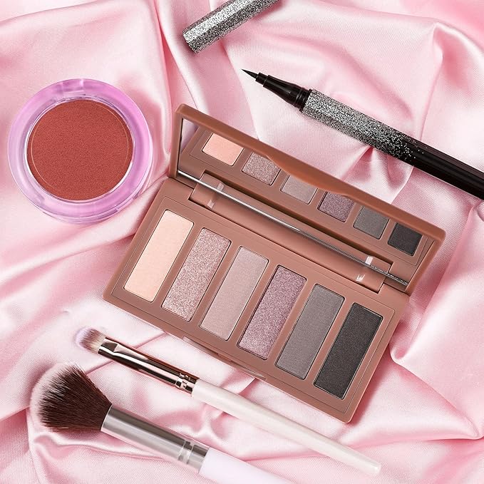 Makeup Kit for Women Full Kit All In One Make up Gift Set for Teens Girls Including 6 Colors Mini Naked Eyeshadow Palette, Cream-To-Powder Matte Face Blush, Waterproof Eyeliner, 2PCS Brushes 02