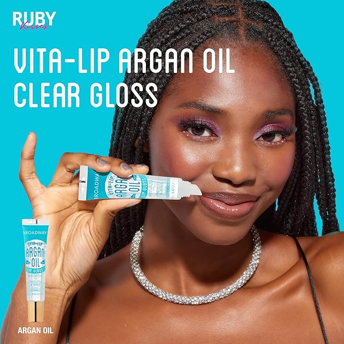 Ruby Kisses Broadway Vita-Lip Clear Lip Gloss (5 Pack Mint, Rosehip, Coconut, Argan Oil, Mango Butter), Ultra-Hydrating & Soothing Formula with Vitamin Oils, High-Shine Non-Sticky Finish Lip Balm