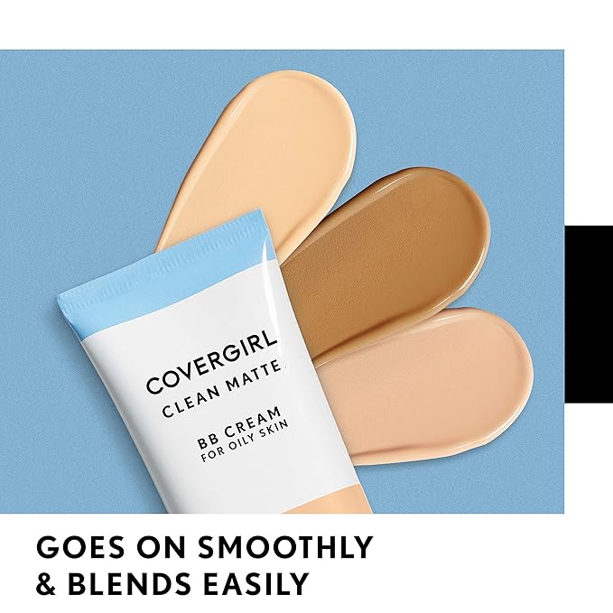 COVERGIRL - Clean Matte BB Cream, Oil-Free, Long-Lasting, Sensitive Skin, Lightweight, 100% Cruelty-Free