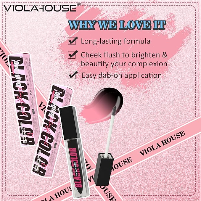 viola house Black Liquid Blush,Moisturising Color Changing Black Blush,Water-Based Ph Color Changing Blush,Multi-Purpose Liquid Blush Oil For Cheeks,Eyes and Lips 6ml/0.21oz 