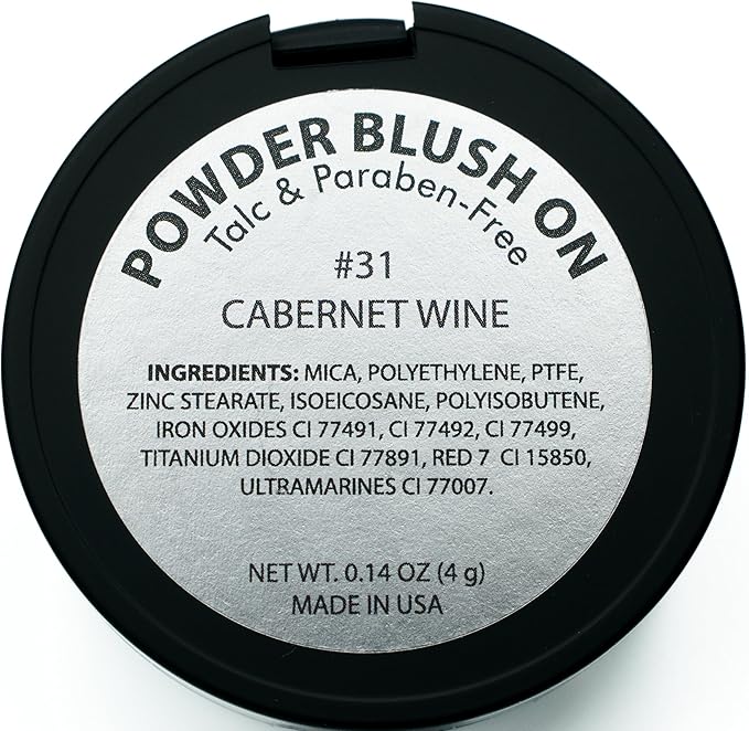 Cabernet Wine Deep Dark Rose Pink Red Vegan Blush Pressed Cheek Color Powder, Talc & Paraben Free, No Animal Testing & Cruelty Free