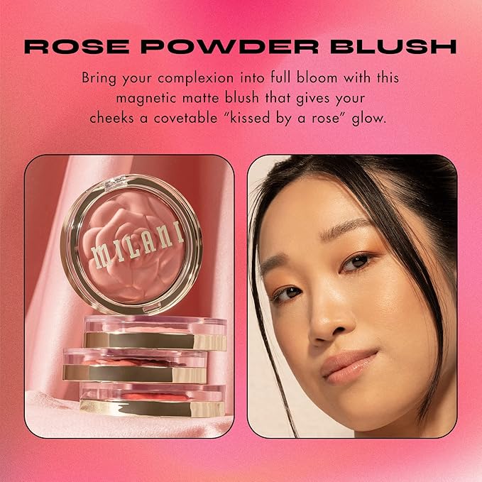 Milani Baked Blush, Powder Blush for Cheeks, Cruelty Free Makeup - Shape, Contour & Highlight Face for a Shimmery or Matte Finish -Wild Rose