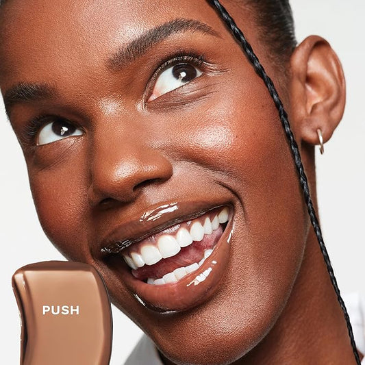 Saie Glossybounce - Hydrating Lip Gloss and Tinted Lip Oil Hybrid with Hyaluronic Acid & Jojoba Oil for Non-Sticky, Ultra-Shiny, Plump & Soft Lips - Everyday Makeup Essential - Push (.17 oz)