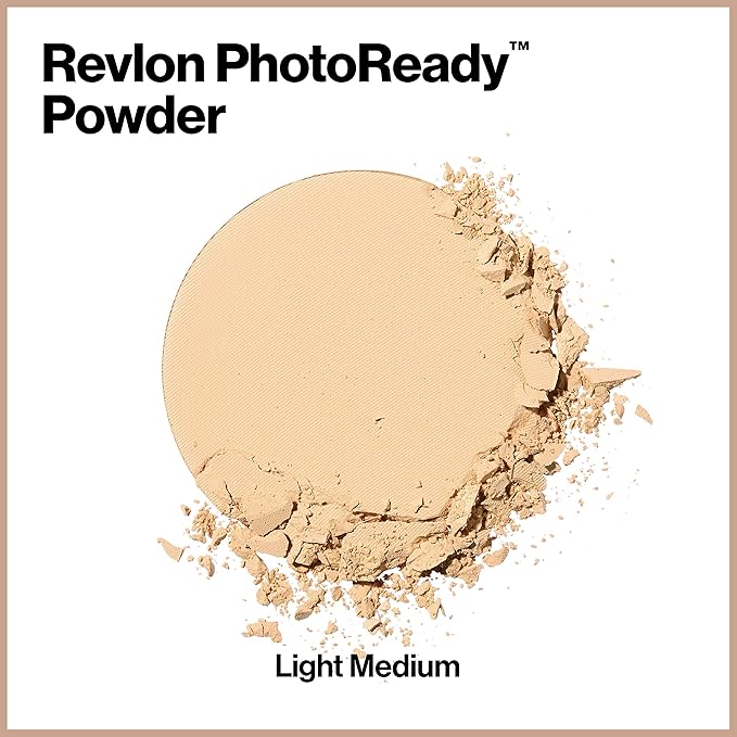 Revlon PhotoReady Blurring Face Powder Makeup, Longwear Medium-Full Coverage with Flawless Finish, Shine & Oil-Free, 020 Light Medium, 0.25 oz