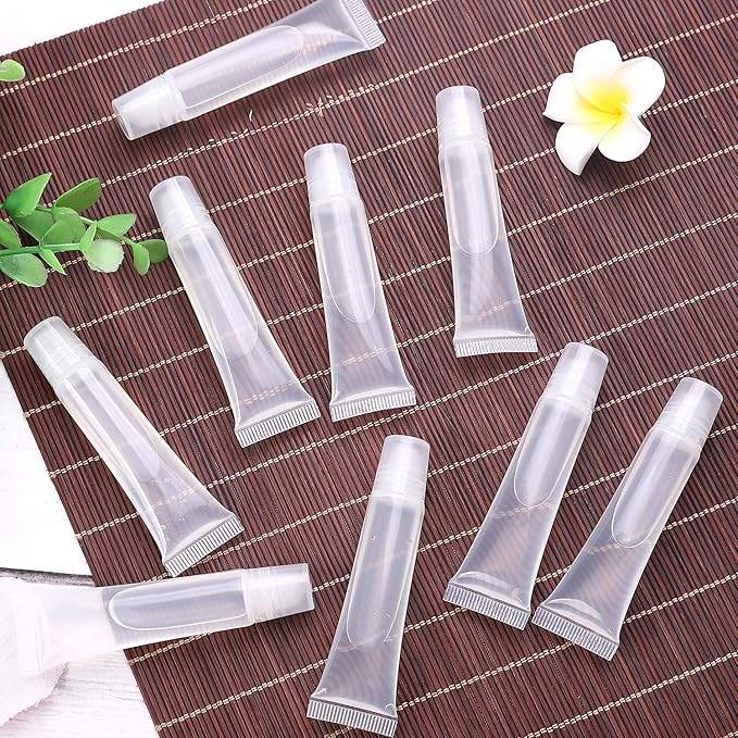 100 Pcs 10 ml Lip Gloss Balm Tubes Refillable Empty Tubes Clear Cosmetic Containers Soft Tube (10ML, 100)