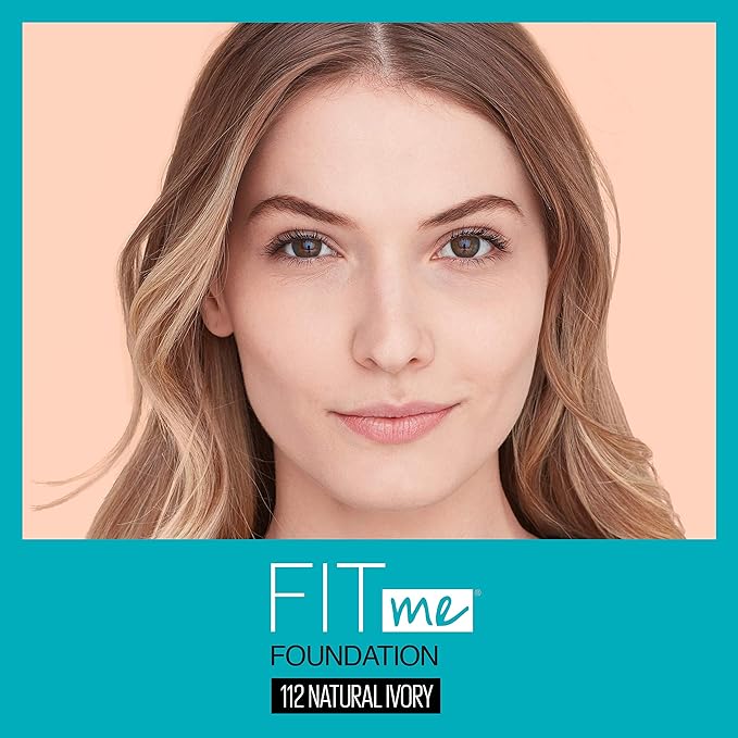 Maybelline New York Fit Me Matte + Poreless Liquid Foundation, Pouch Format, 112 Natural Ivory, 1.3 Ounce