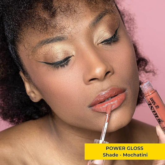 Rise & Slay Power Gloss – High-Pigment Hydrating Gloss Lipstick with Hyaluronic Acid, Vit-E, Jojoba & Castor Oil, Non-Sticky Vibrant Shine, Light Brown Summer Lips (Mochatini, 4.5 ml)