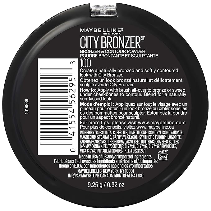 Maybelline New York City Bronzer Powder Makeup, Bronzer and Contour Powder, 100, 0.32 oz. (Pack of 2)