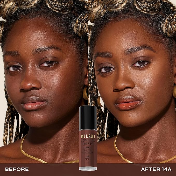 Milani Conceal + Perfect 2-in-1 Foundation + Concealer - Cocoa (1 Fl. Oz.) Cruelty-Free Liquid Foundation - Cover Under-Eye Circles, Blemishes & Skin Discoloration for a Flawless Complexion