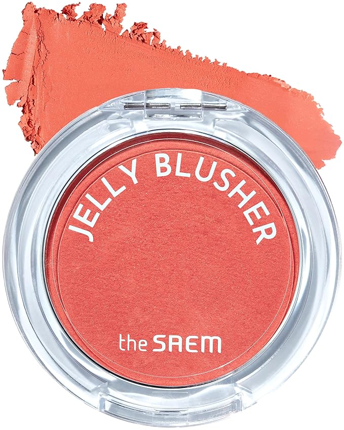 THESAEM Jelly Blusher OR01 Dazzling Orange - Velvety Finish Soft Jelly Powder Cheek - Easy Blending Formula- Lightweight, Smooth, Natural Buildable Blusher