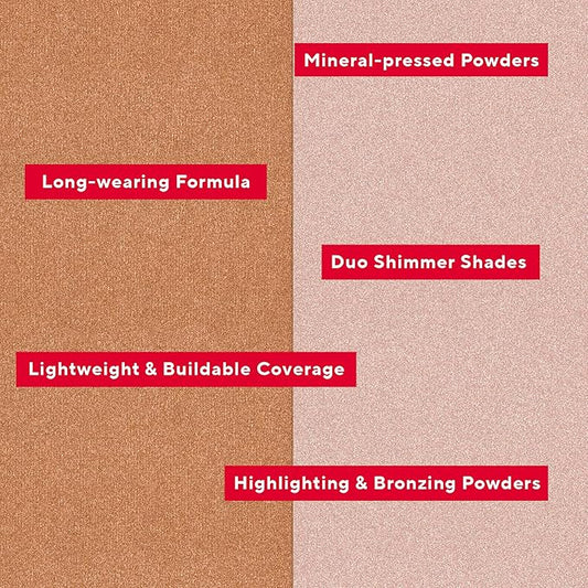 Mirabella Sculpt Duo Powder Bronzer & Contour Palette, Blendable, Lightweight Mineral Bronzer and Contour Makeup Powders Offer Flawless, Buildable Color in Matte & Glowy Shades, Lovestruck/Destiny