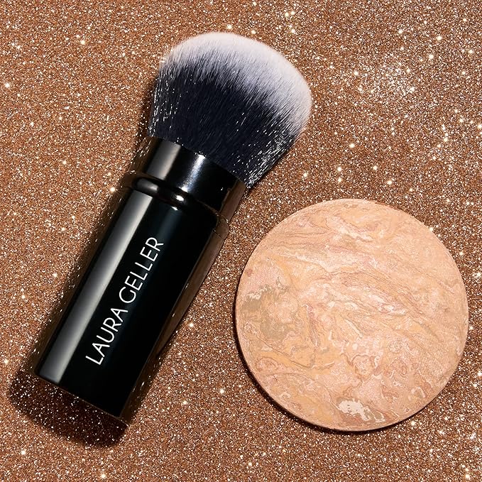 LAURA GELLER NEW YORK Get Glowing Kit (2pc): Baked Balance-n-Glow Illuminating Powder Foundation, Medium + Airbrush Kabuki Makeup Brush