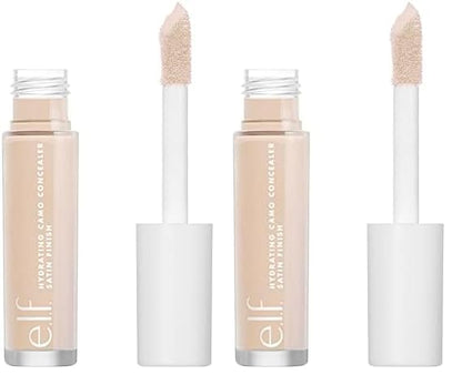e.l.f, Hydrating Camo Concealer, Lightweight, Full Coverage, Long Lasting, Conceals, Corrects, Covers, Hydrates, Highlights, Fair Beige, Satin Finish, 25 Shades, All-Day Wear, 0.20 Fl Oz (Pack of 2)