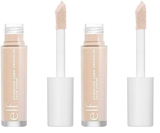 e.l.f, Hydrating Camo Concealer, Lightweight, Full Coverage, Long Lasting, Conceals, Corrects, Covers, Hydrates, Highlights, Fair Beige, Satin Finish, 25 Shades, All-Day Wear, 0.20 Fl Oz (Pack of 2)