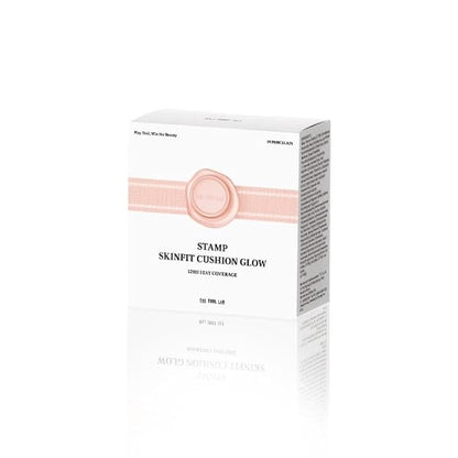 THE TOOL LAB Stamp Skinfit Cushion Foundation & Brush Set｜Glow type, No.21 Ivory｜120H Long-Lasting Coverage, Flawless, Ultra Adherence, Glass Glowy Clear Watercolor-Radiance Skin｜SPF 40++, 11g