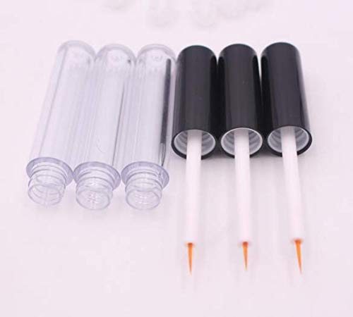 6Pcs 4ml Eyeliner Vials Tube Empty Refillable Plastic Clear Mascara Tube Eyelashes Tube Eyeliner Bottle With Plug and Black Lid Portable Travel Eyelash Growth Oil Tube Container