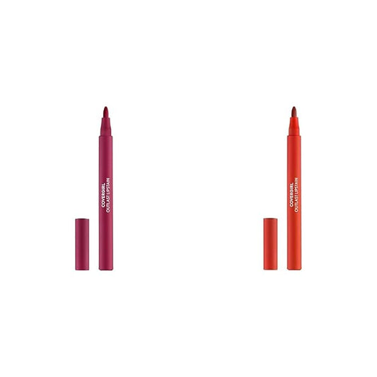 COVERGIRL Outlast Lipstain Bundle - 05 All-Star & 25 Tangelo Shades - Smooth Vegan Formula