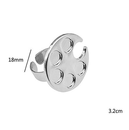 2 Pieces Nail Art Palette Finger Rings, Mini Polish Holder Drawing Color Palette, Nail Art Painting Gel Palette Manicure Tool, Cosmetic Artist Mixing Palette