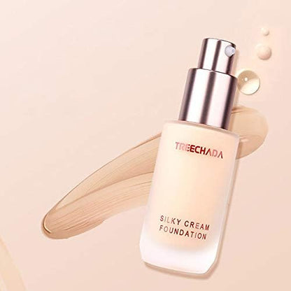 Thailand Tree-chada Silky Cream Foundation Cover All Foundation, Full Coverage Foundation Oil Cover Liquid Foundation, 30ml (1 Light)
