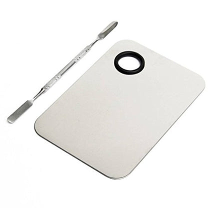 Stainless Steel Professional Pro Lady Cosmetic Makeup Palette Nail Eye Shadow Mixing Makeup Palette with Spatula Tool(150x100MM)