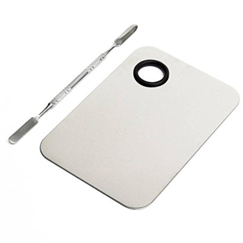 Stainless Steel Professional Pro Lady Cosmetic Makeup Palette Nail Eye Shadow Mixing Makeup Palette with Spatula Tool(150x100MM)
