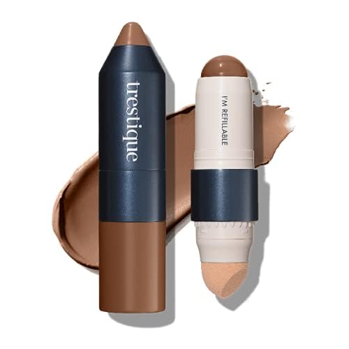 Trestique Refillable Face Stick Foundation with Built-In Sponge, Clean Beauty Medium Coverage Sustainable Makeup