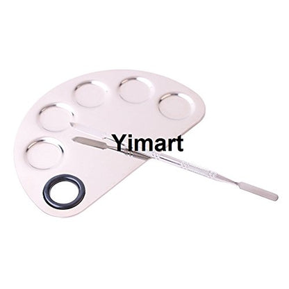 Yimart Pro Stainless Steel Makeup Cosmetic Artist Five Holes Mixing Pallete Spatula