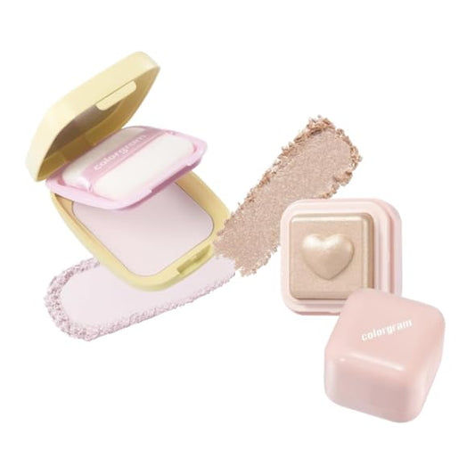 Colorgram Sebum Retouching Blur Pact + Milk Bling Heartlighter 01 Peach Heart Bundle