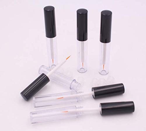 6Pcs 4ml Eyeliner Vials Tube Empty Refillable Plastic Clear Mascara Tube Eyelashes Tube Eyeliner Bottle With Plug and Black Lid Portable Travel Eyelash Growth Oil Tube Container