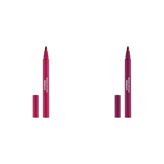 COVERGIRL Outlast Lipstain Bundle - 50 Heat Wave & 60 Plum Berry, Vegan Formula