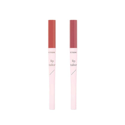 ETUDE Lip Tailor with Built in Lip Liner 2 Color Set | Dusty Salmon, Hazy Mauve - Korean Lip Pencil for Natural Plumped Lips, Korean Makeup, Kbeauty