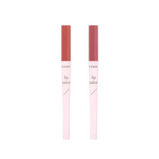 ETUDE Lip Tailor with Built in Lip Liner 2 Color Set | Dusty Salmon, Hazy Mauve - Korean Lip Pencil for Natural Plumped Lips, Korean Makeup, Kbeauty