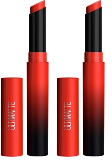 Maybelline Color Sensational Ultimatte Matte Lipstick, Non-Drying, Intense Color Pigment, More Scarlet, Scarlet Red, 1 Count (Pack of 2)