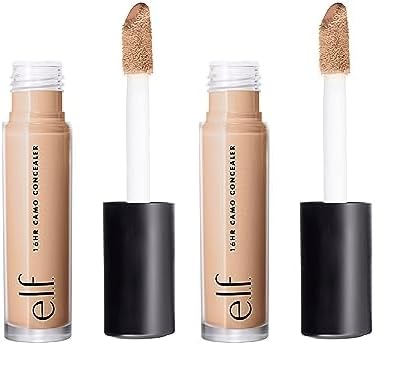 e.l.f. 16HR Camo Concealer, Full Coverage, Highly Pigmented Concealer With Matte Finish, Crease-proof, Vegan & Cruelty-Free, Light Beige, 0.203 Fl Oz (Pack of 2)