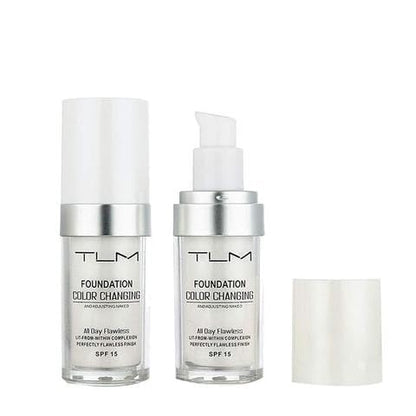 2PCS TLM Colour Changing Foundation - Flawless Coverage, Lightweight Formula, Adapts to Skin Tone, Hides Wrinkles & Lines, Hydrating & Long-Lasting, BB Cream Makeup Base Concealer Cover