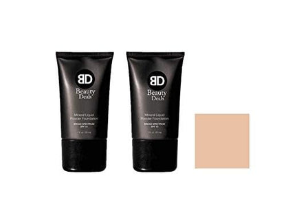 Mineral Liquid Powder Foundation Broad Spectrum SPF 15 Pack of 2 (Porcelain)