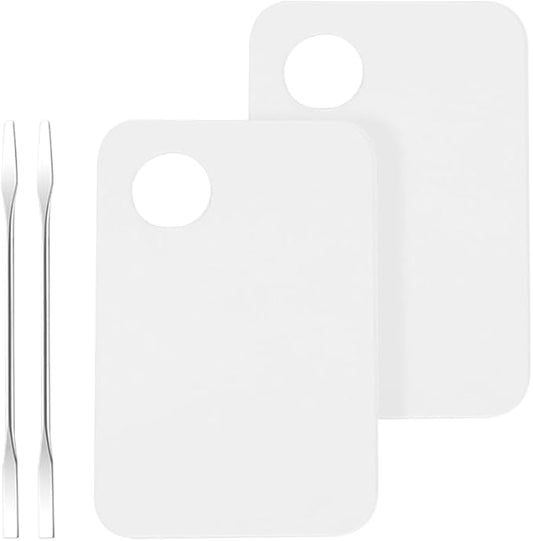 2 Pcs Acrylic Cosmetic Makeup Palette Makeup Mixing Tray for Foundation Beauty Salon Palette Makeup Blending Tray Palette with Makeup Spatula