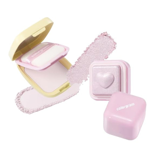 Colorgram Sebum Retouching Blur Pact + Milk Bling Heartlighter 02 Pink Heart Bundle