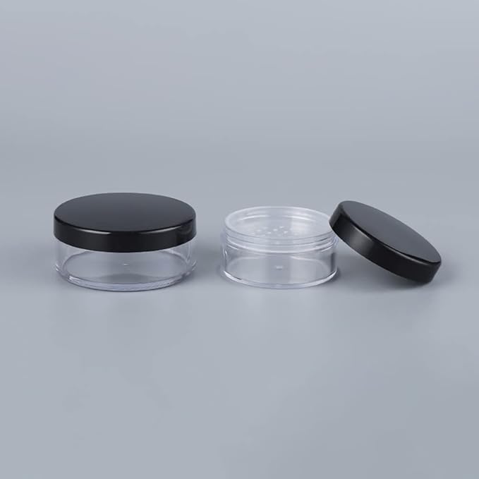 2 Pcs 50g Plastic Loose Powder Case Empty Cosmetic Powder Container Refillable Makeup Powder Jar Portable Powder Box for Travel