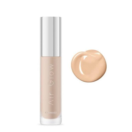 Farmasi Air Glow Foundation, Deeply hydrating and Lightweight Skincare Effects, Sea-Water formula, Natural-looking Skin Hydrated Softer and Smooter, Buildable Hylauronic Coverage 1 Fl Oz / 30 ML - C02