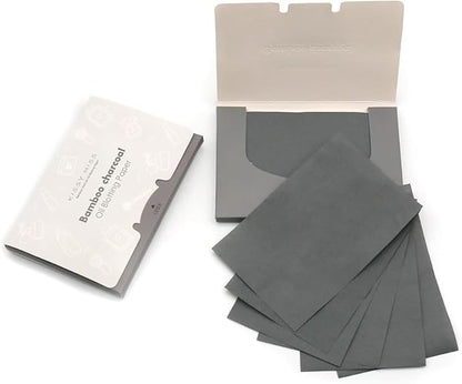 Bamboo charcoal oil blotting sheets for face,100 Counts in 1 Pack,lift away excess oil,easy to slip into your purse, makeup bag, or even your pocket (Grey)
