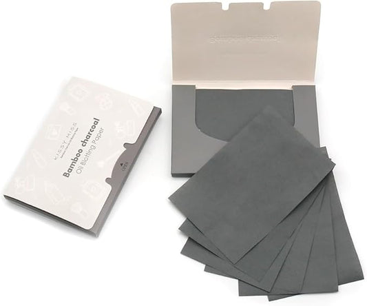 Bamboo charcoal oil blotting sheets for face,100 Counts in 1 Pack,lift away excess oil,easy to slip into your purse, makeup bag, or even your pocket (Grey)