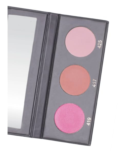KAB Cosmetics - BlushMeUp Palette – Tricolor, Pressed-Powder Blush Palette with Compact Mirror – 3 Long-Lasting, Pink Blush Shades of Cruelty-Free Color for Warmth & Contour (Cotton Candy)