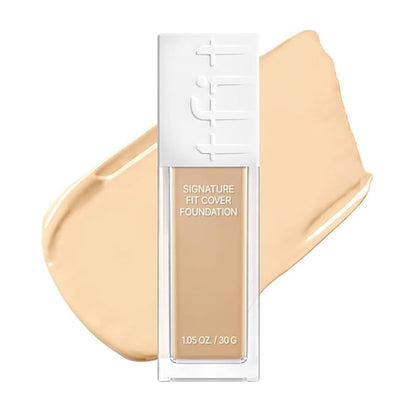 Signature Fit Cover Foundation - Blemish Cover, Full Coverage, Matte & Poreless Finish, Long-lasting & Lightweight, Korean Makeup, 1.02 Fl Oz (W01 Vanilla, 1.02 Fl Oz)