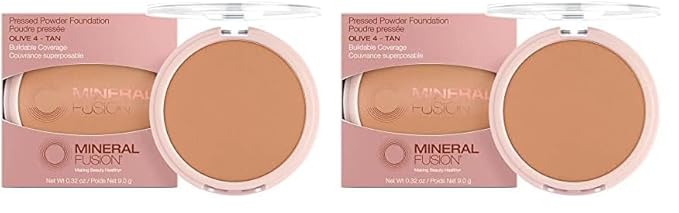 Mineral Fusion Pressed Powder Foundation, Olive 4, 0.32 Ounce (Pack of 2)