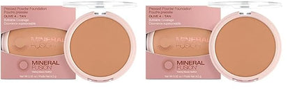 Mineral Fusion Pressed Powder Foundation, Olive 4, 0.32 Ounce (Pack of 2)