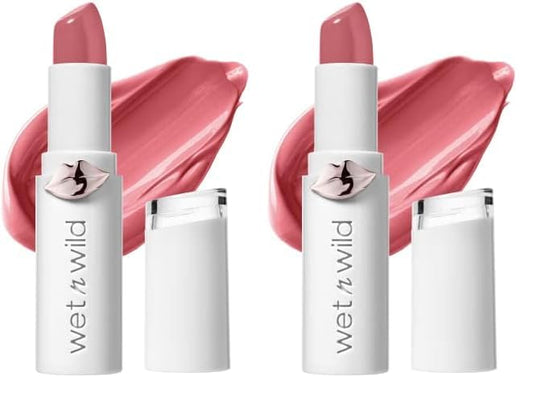 wet n wild Lipstick Mega Last High-Shine Lipstick Lip Color Makeup, Bright Pink Pinky Ring (Pack of 2)