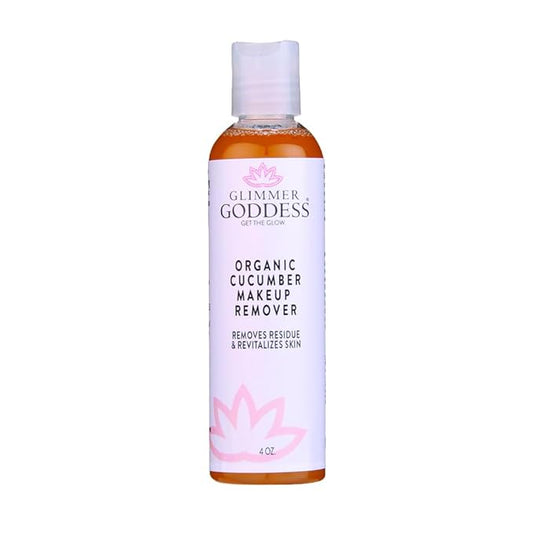 GLIMMER GODDESS Organic Cucumber Makeup Remover, 4 oz - Removes Makeup, Gentle Hydration, Antioxidant Protection, Face Cleanser